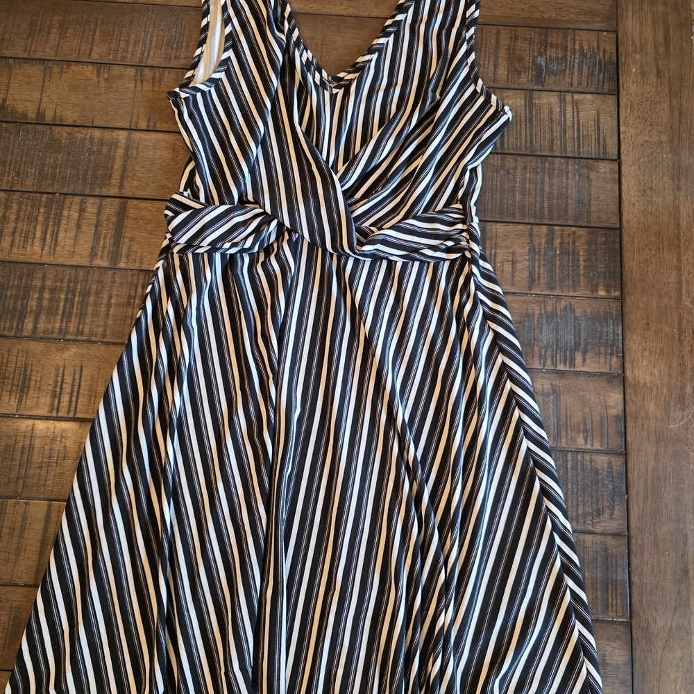 Candie's Black and White Striped Midi Dress